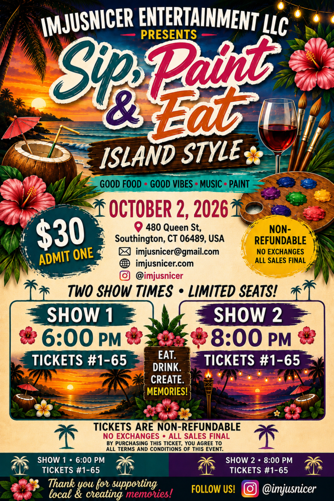Sip Paint & Eat - October 2, 2026 flyer